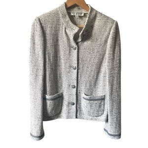 St John Collection Knitted Jacket Cream Size 14 Wool